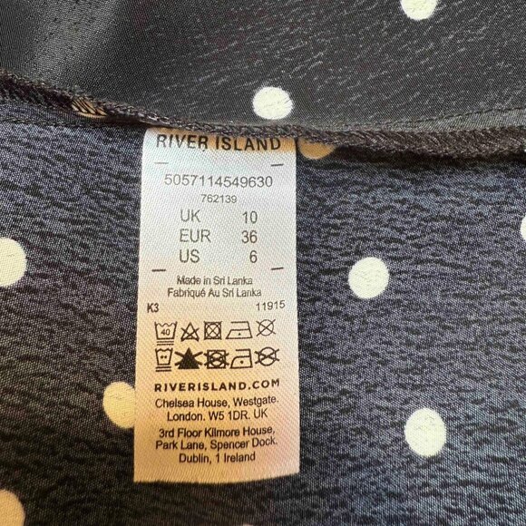 River Island Black Polka Dot Dress – Silky & Flattering Fit - Picture 10 of 10